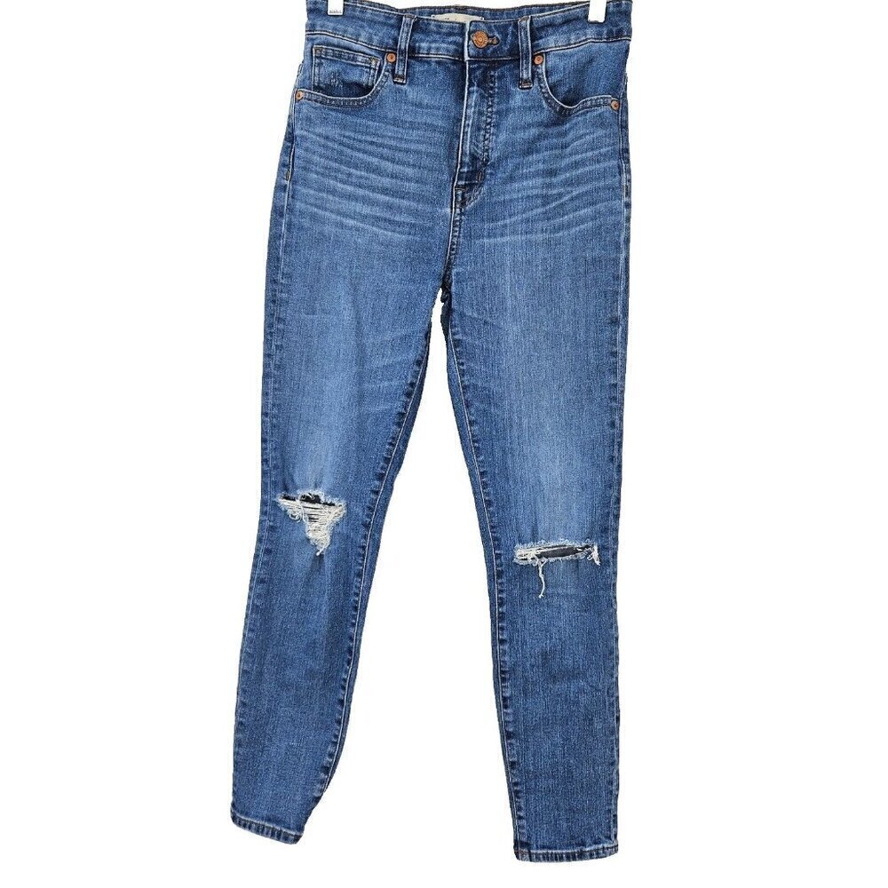 Madewell Curvy High Rise Skinny Crop Jean Medium Wash Women's Size 27 Distressed